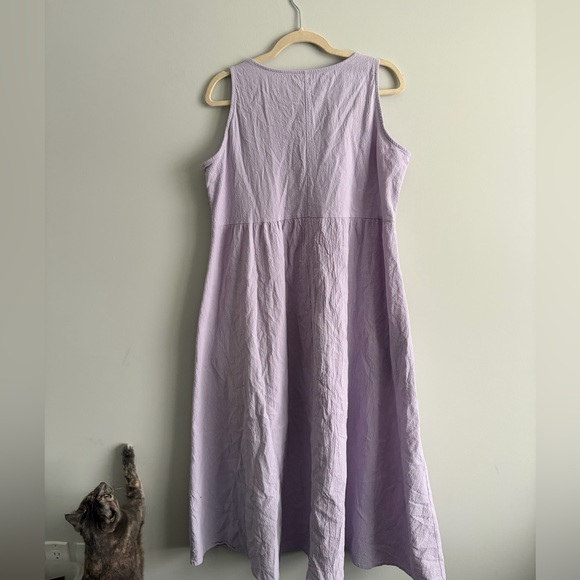 Purple Crinkle Rayon-Cotton Dress - Picture 3 of 3
